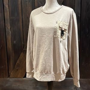 Brave Soul London tan chest pocket with zipper and buckle size L